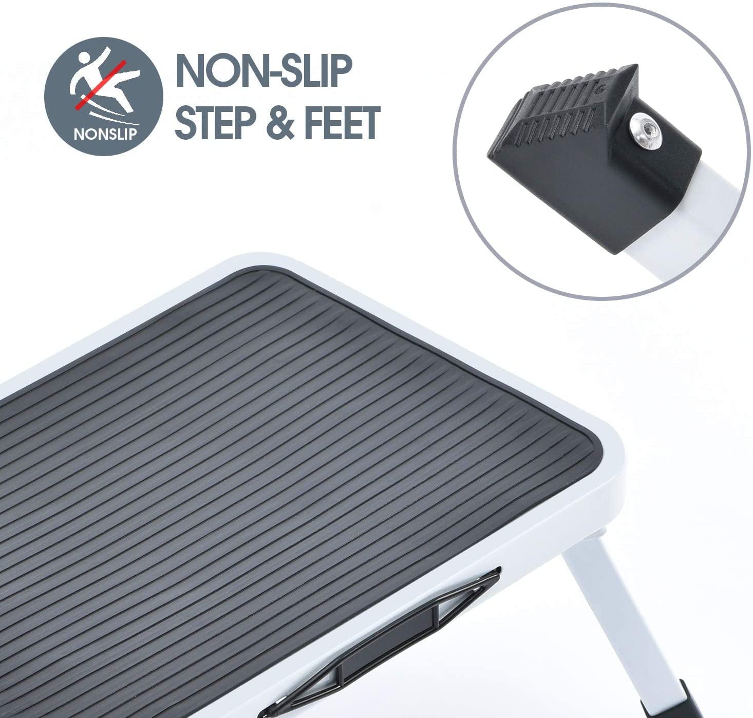 Kingrack Folding Step Stool for Adults, Non-Slip One Step Ladder, Collapsible Stool, Lightweight Foot Stool Up to 330 lbs