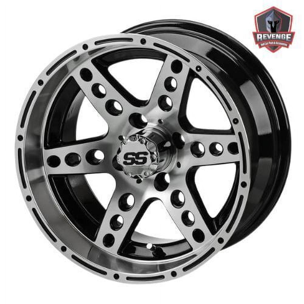14" Chaos Machined Black Golf Cart Wheels and Tires Combo (205/30-14) Set of 4