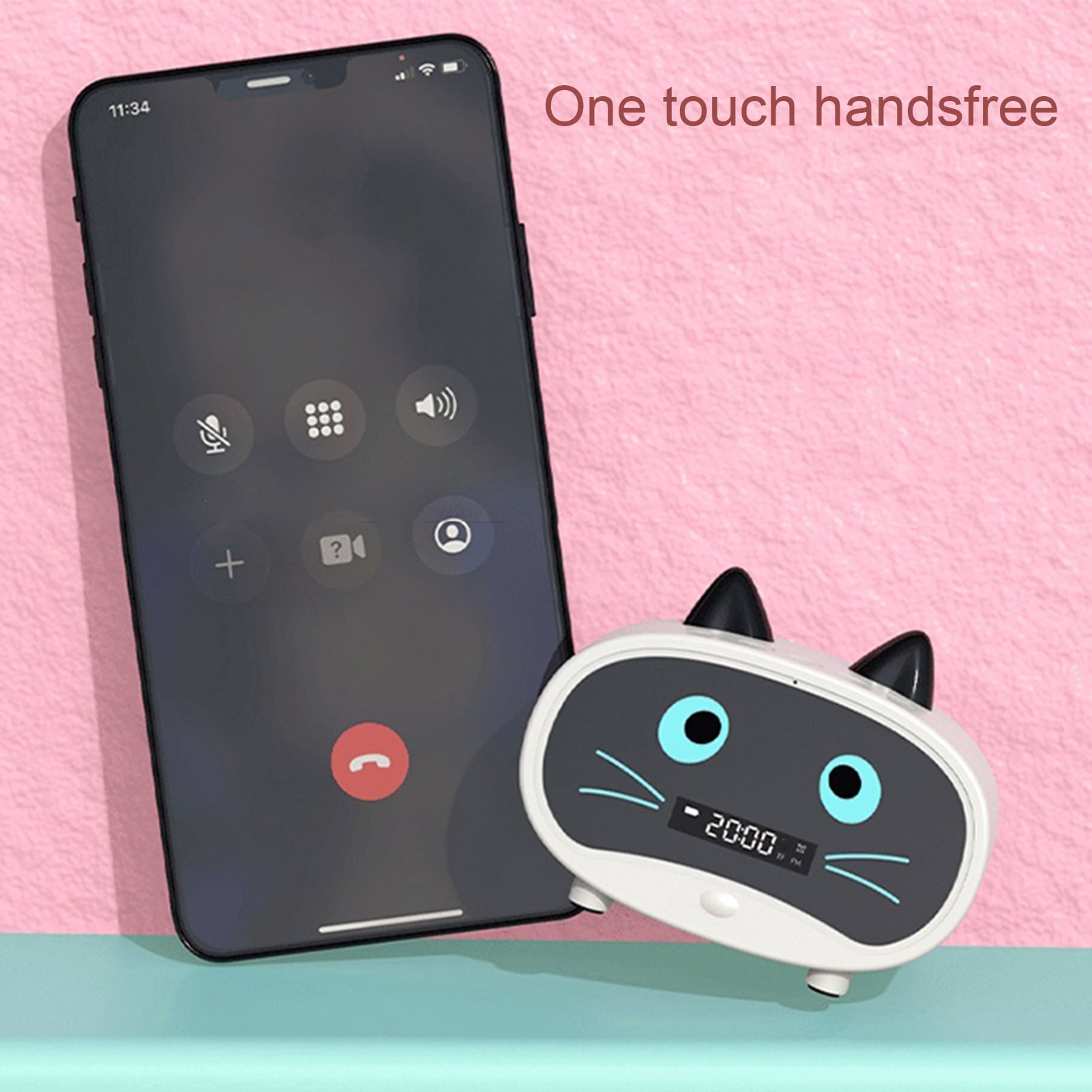 Deyuer Bluetooth-compatible Speaker Mini Portable Alarm Clock Cute Cartoon Cat Wireless Loudspeaker for Outdoor