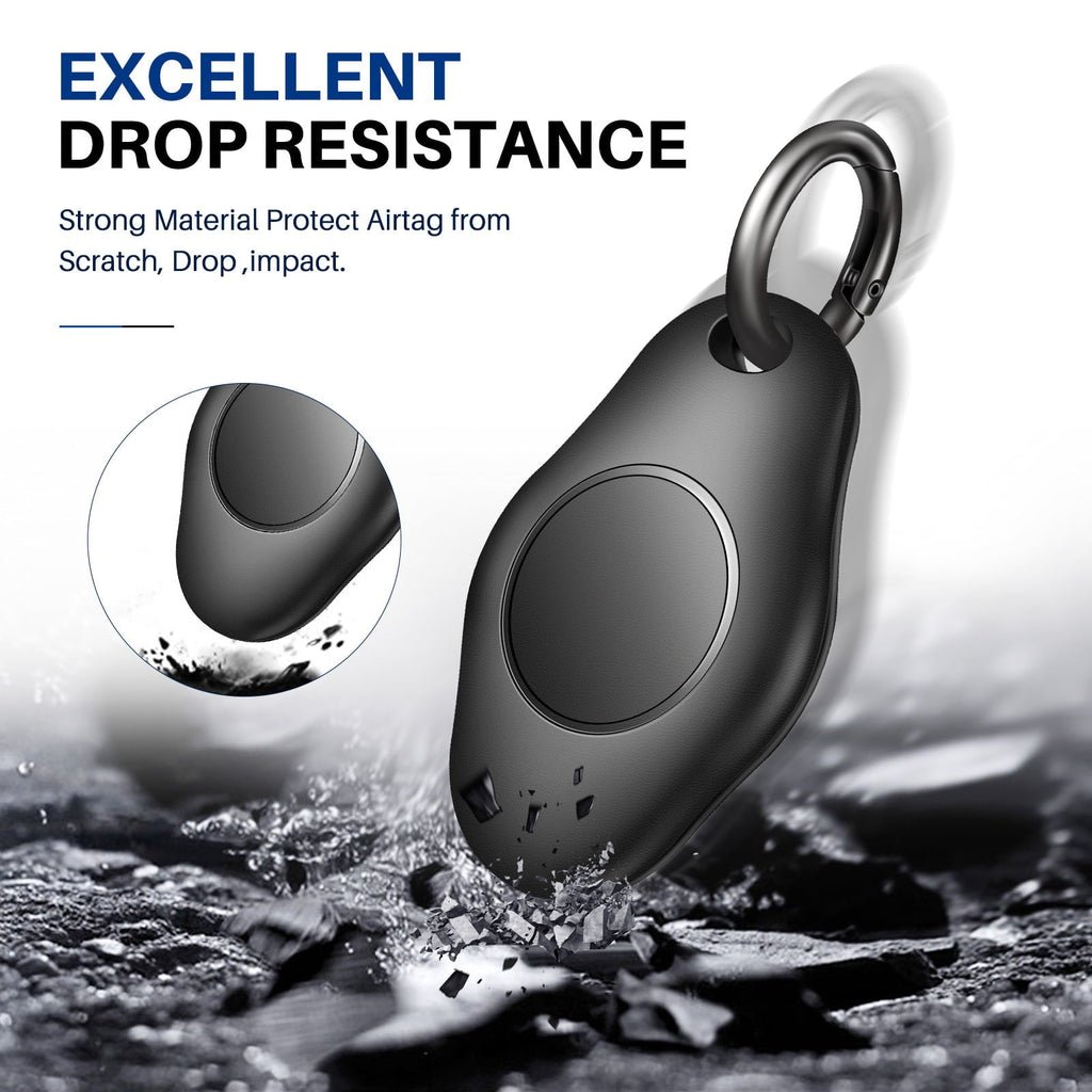 [4 Pack] AirTag Holder Keychain, IPX7 Waterproof Protective Air Tag Holder, Dropproof AirTag Keychain Cover, Full-Body Shockproof, Anti-Scratch, AirTag Case for Keys, Black