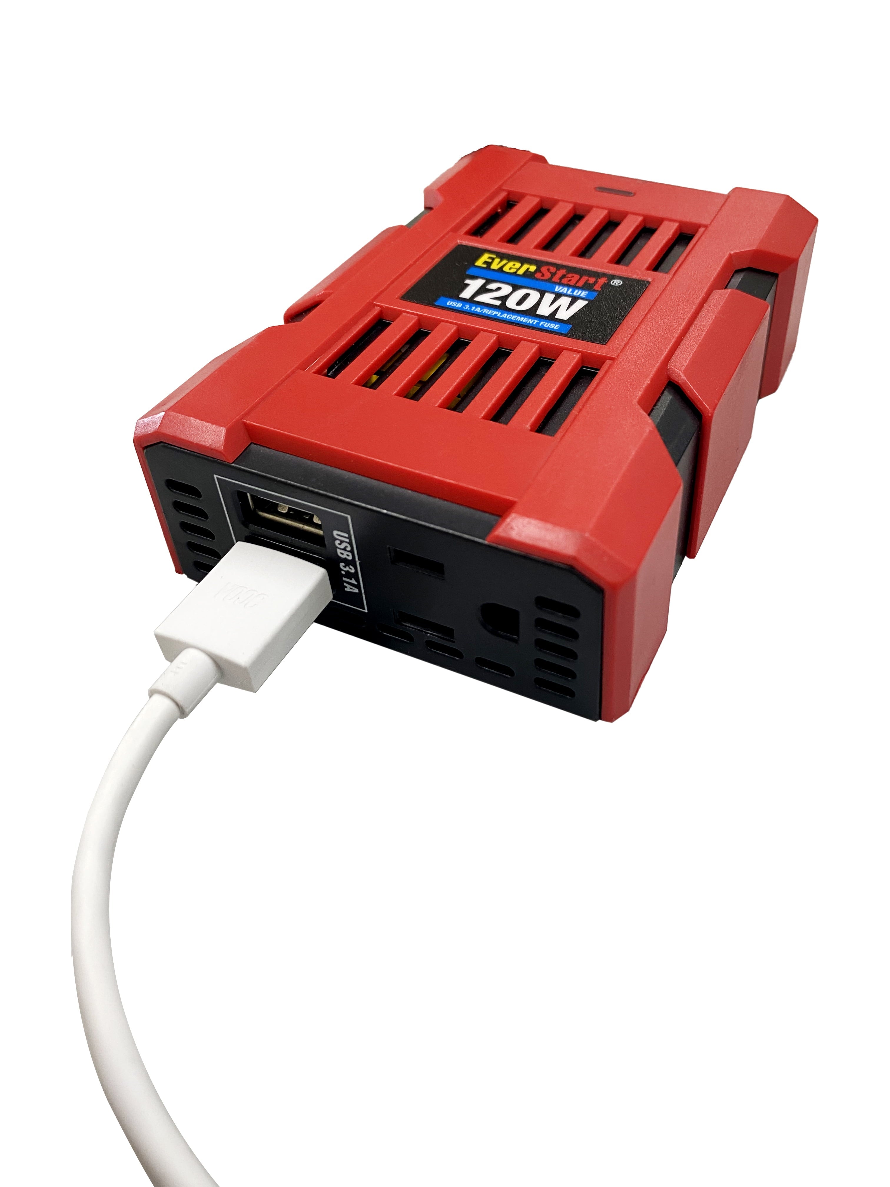 EverStart Portable 120 Watts Slim Inverter with Digital Display, 2 USB Ports and 1 AC Port