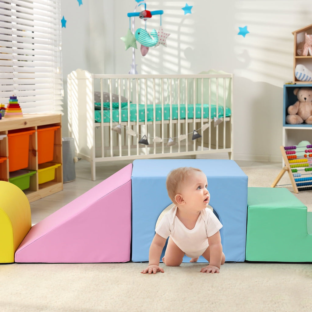 Soft Climbing Indoor Set, Foam Climbing Blocks for Toddlers, Climbing, and Sliding Activity Play Set,4PCS