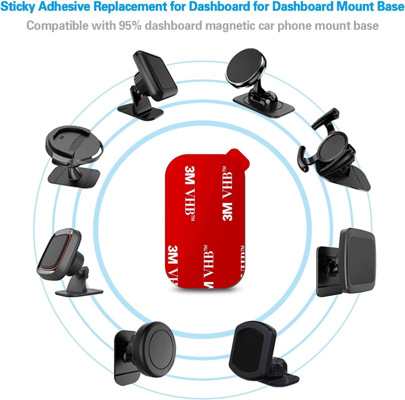 8pcs Sticky Adhesive Replacement for Dashboard Magnetic Phone Mount Holder & Windshield Dash Cam