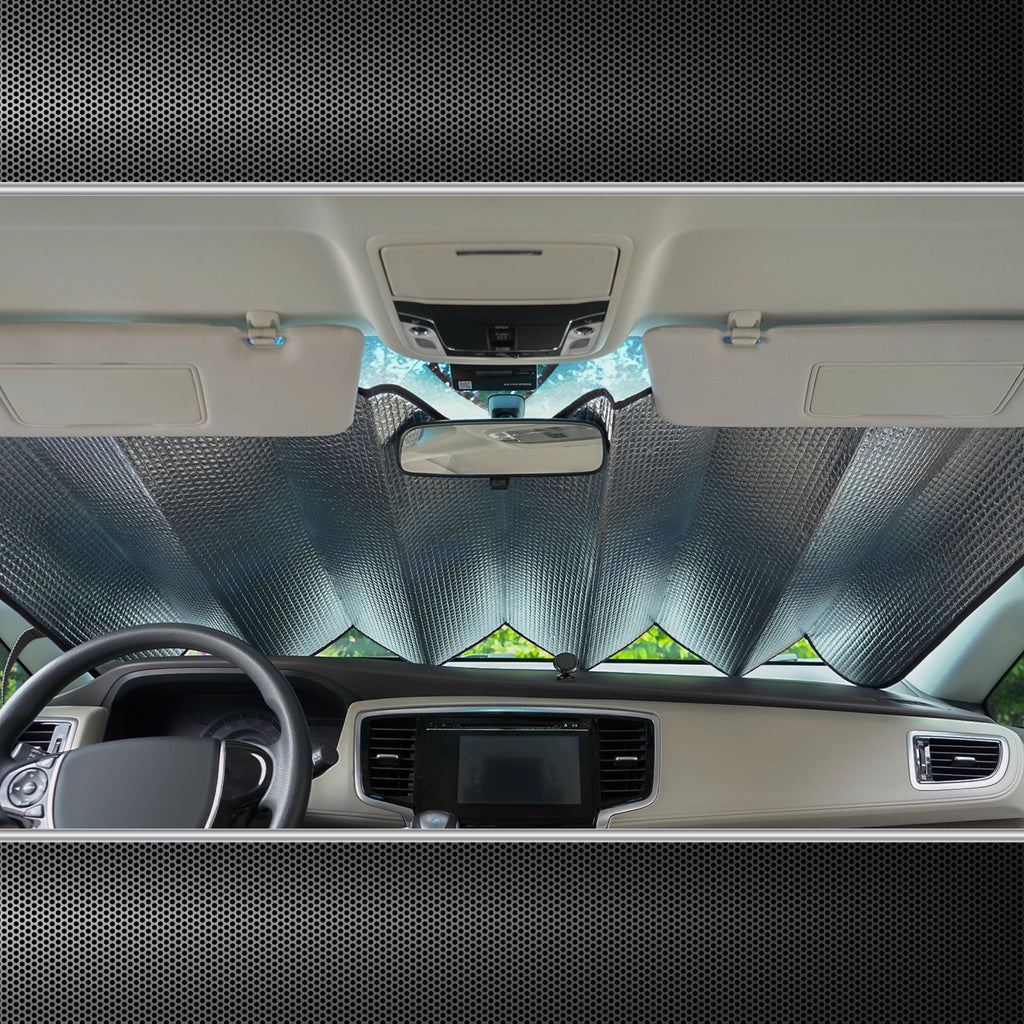Auto Drive Tropical Windshield Accordion Sunshade for Models Sedan SUV Hatchback Liftback etc, 63'' x 28.5''