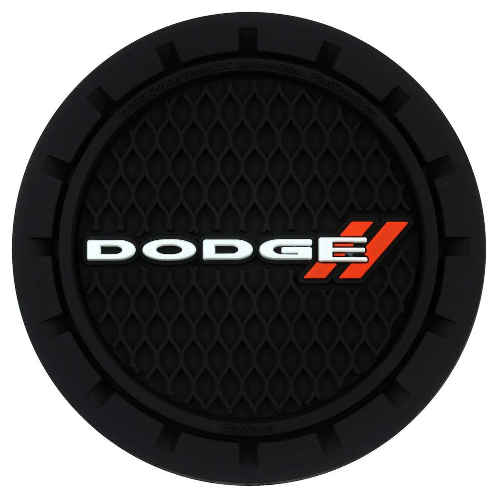 Plasticolor Dodge Automotive Cup Holder Coasters, Black, 2 Pack