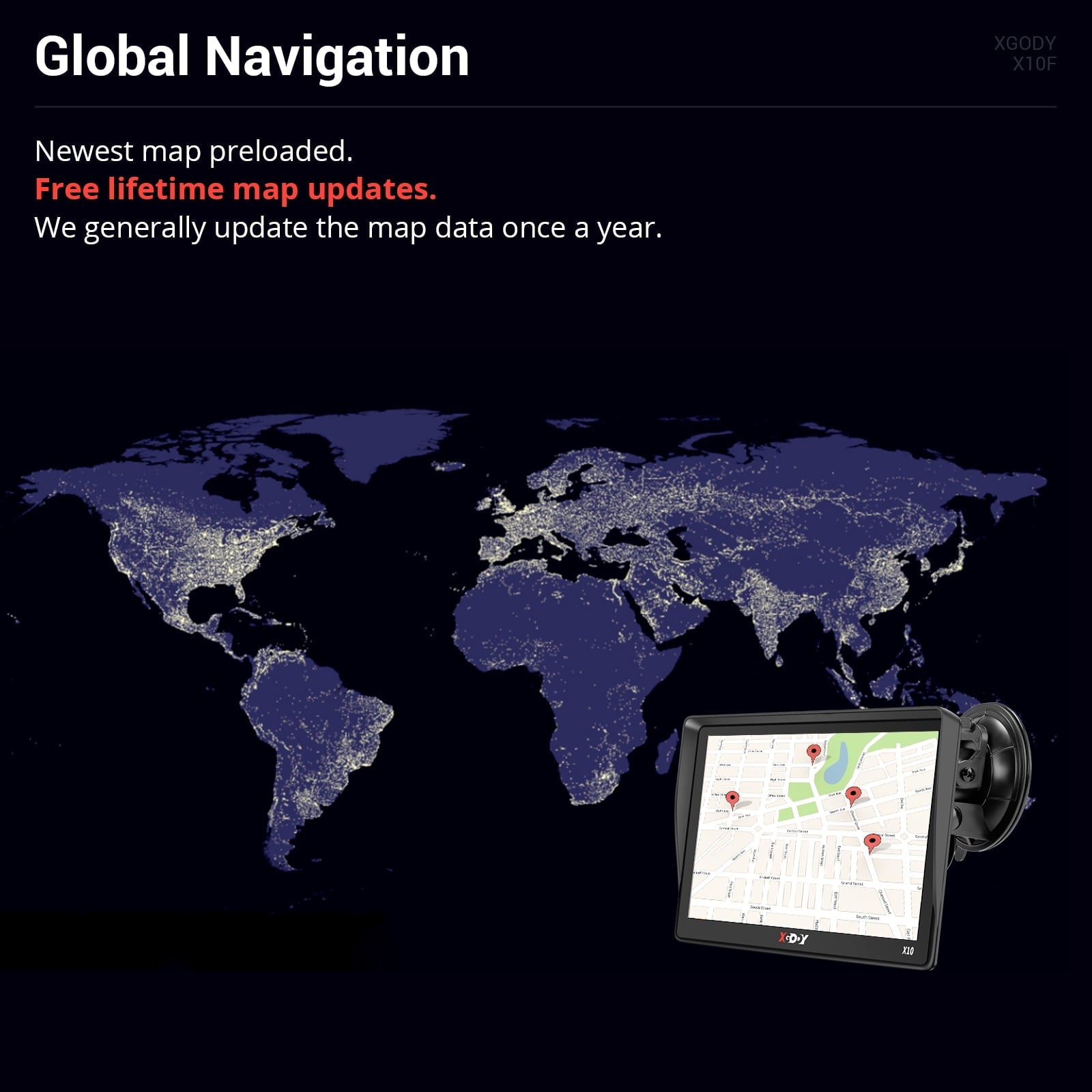 XGODY Car GPS Navigation 9 inch Truck GPS Navigator for Car Sat Nav with Real Voice Spoken Alarm, Lifetime Free Map Update, 8GB 256M