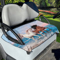 Xoenoiee Horses Sea Waves Pattern Golf Cart Seat Covers for EZGO Yamaha Club Car, All Seasons Golf Cart Seat Towel/Blanket, Soft Microfiber, Machine Washable