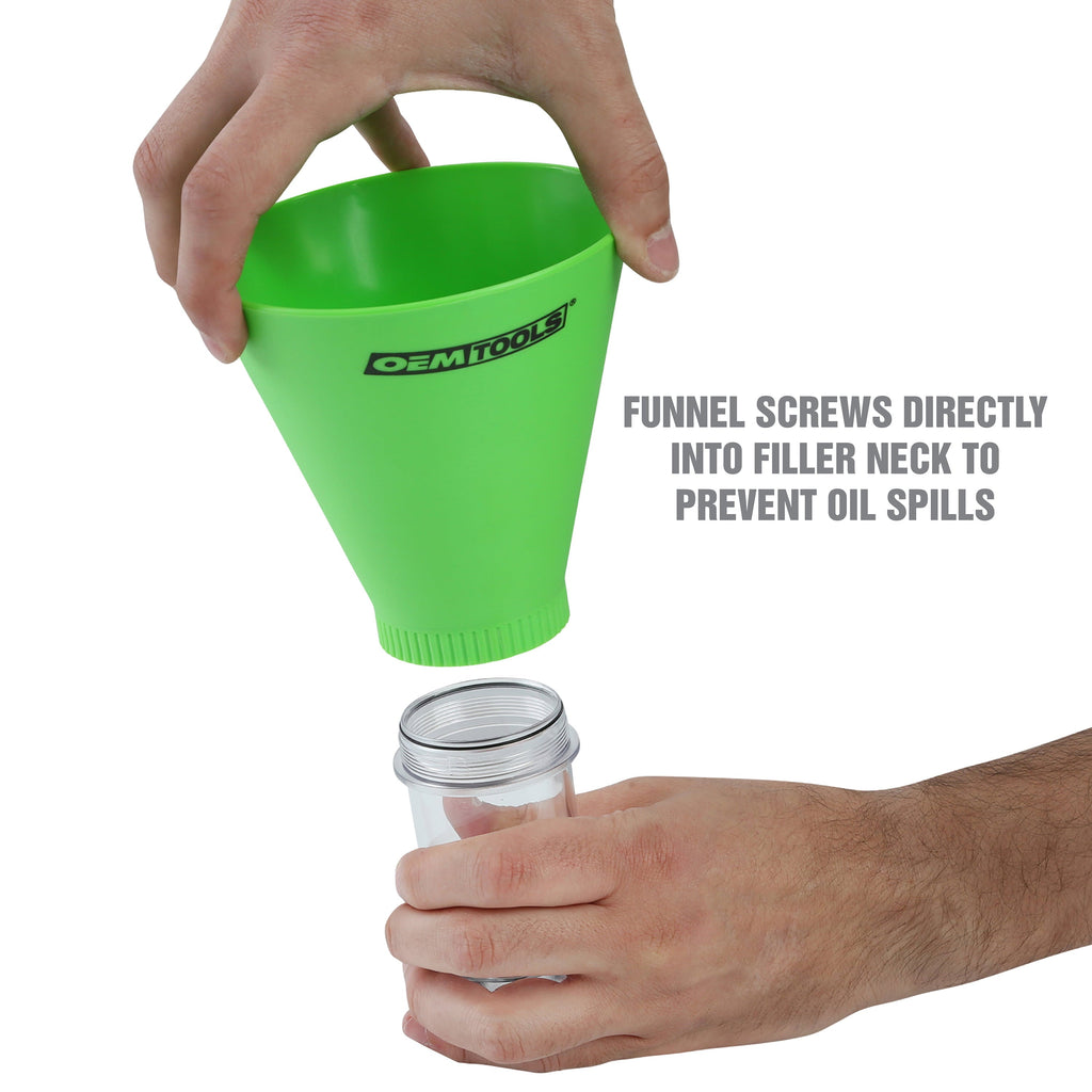 OEMTOOLS 87039 Universal No-Spill Oil Funnel | Interchangeable Oil Funnel Adapters Fit Ford, Toyota