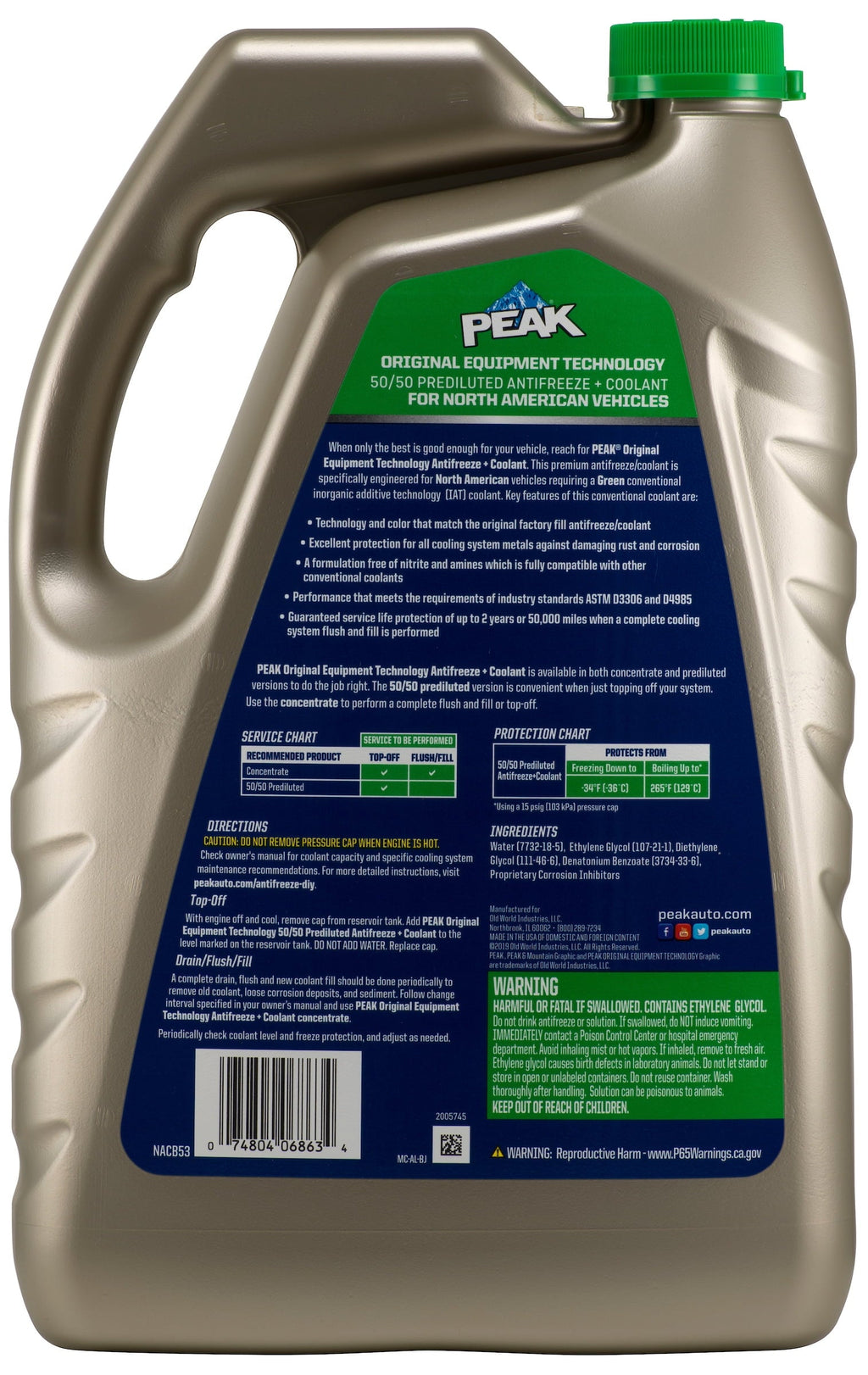 PEAK OET Antifreeze + Coolant for North American Green
