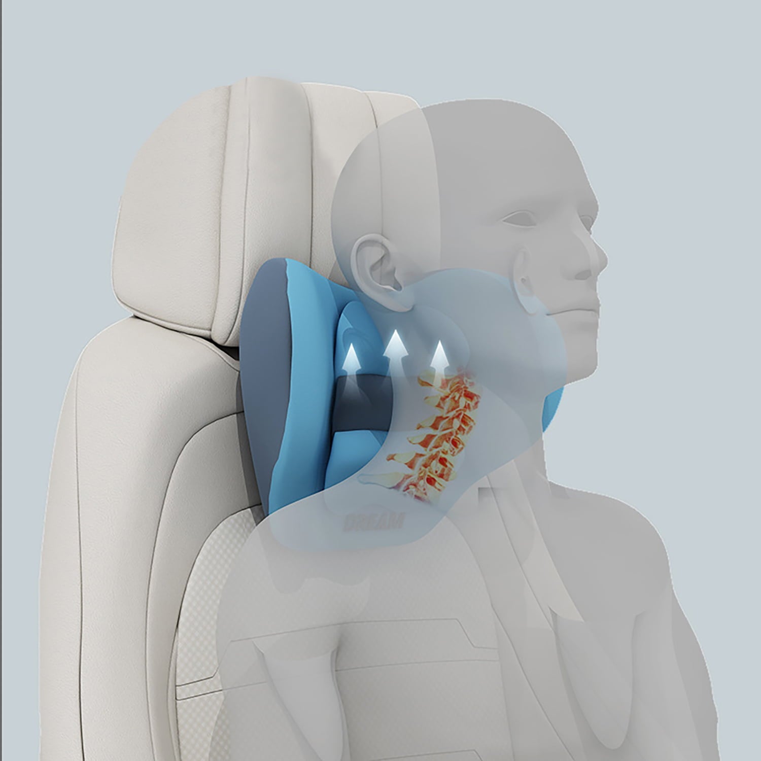 DREAM Neck Headrest Pillow Memory Foam Adjustable Height Car Seat Cushions for Driving/Office Chair, Black