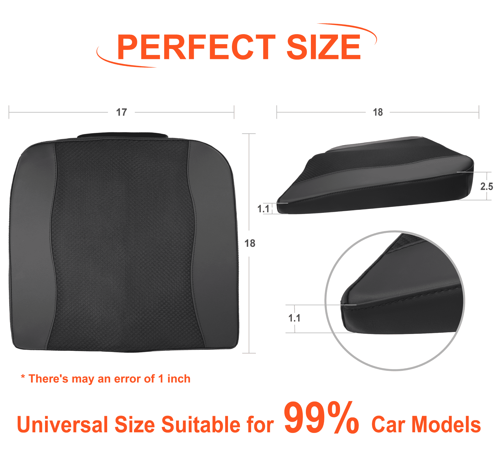 Lofty Aim Car Seat Cushion, Comfort Memory Foam Car Cushions for Driving - Sciatica & Lower Back Pain Relief, Seat Cushion for Car Seat Driver, Office Chair, Wheelchair (Black)