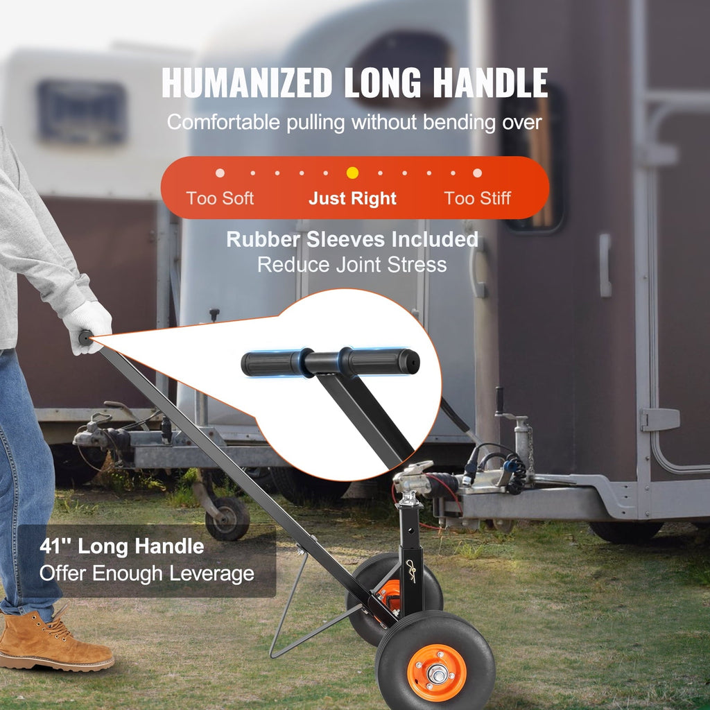 BENTISM Adjustable Trailer Dolly, 600lbs Tongue Weight Capacity, Carbon Steel Trailer Mover with 16''-24'' Adjustable Height, 1-7/8'' Hitch Ball & 10'' Solid Tires