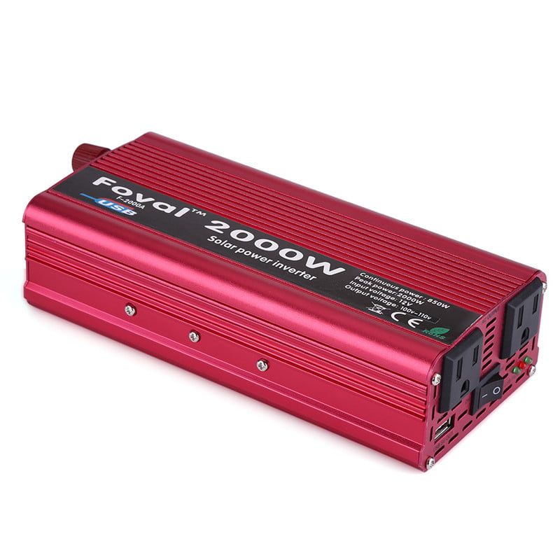 Power Inverter,2000W DC 12V to AC 110V Power Inverter Converter W/ Dual Outlets for Home Car Outdoor Use