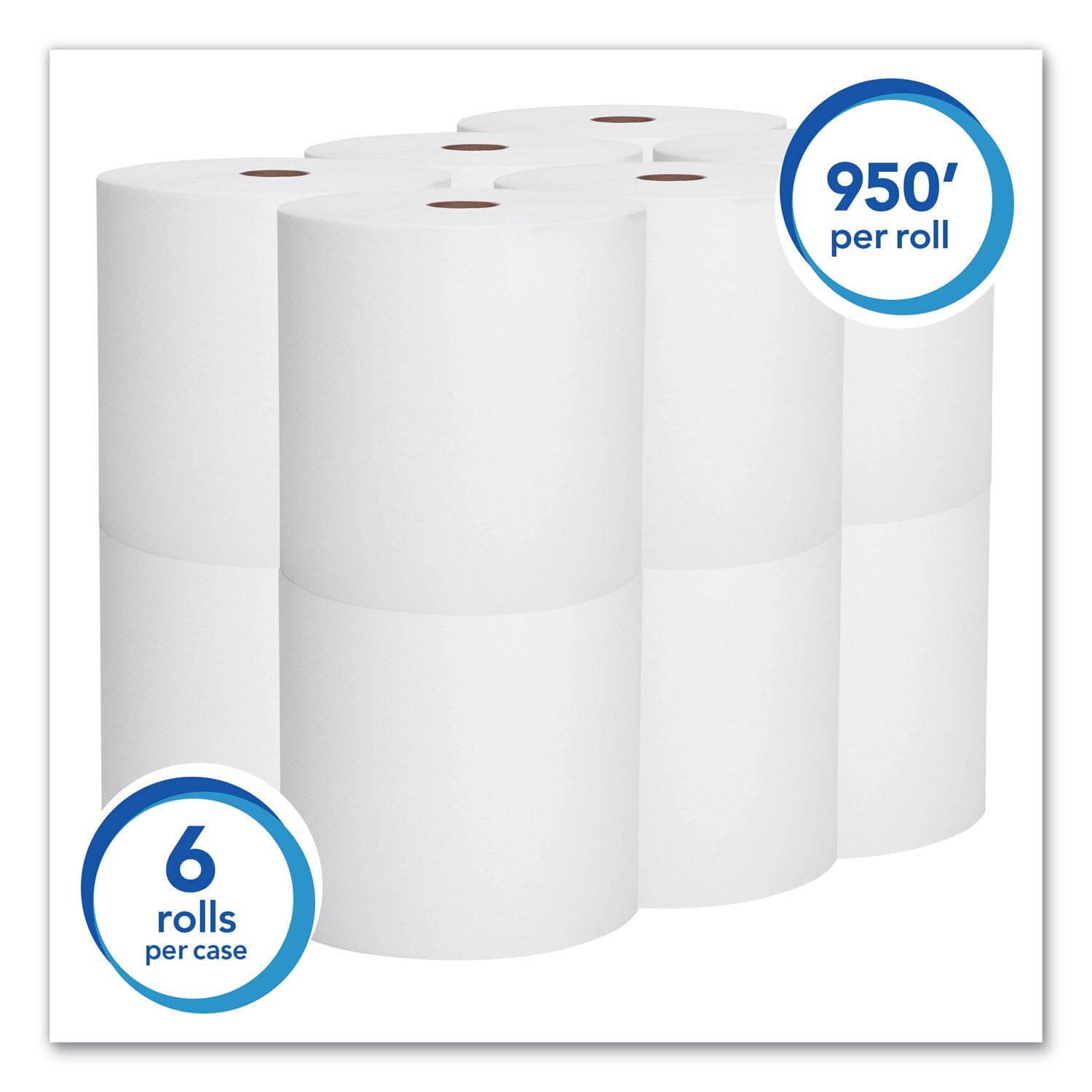 Scott Essential High Capacity Hard Roll Towels for Business, 1.75" Core, 8 x 950 ft, White,6 Rolls/CT -KCC02000