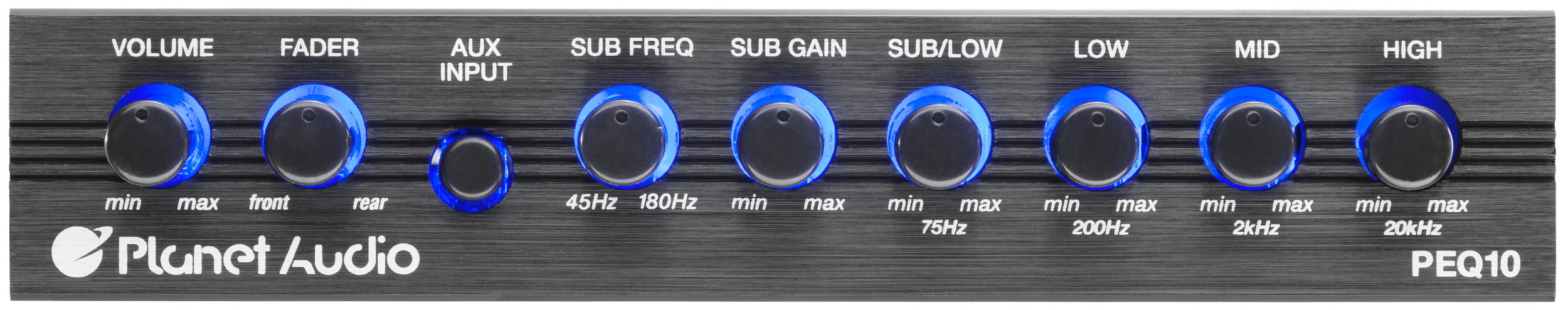 Planet Audio PEQ10 4 Band Pre-Amp Car Equalizer - Half Din, Subwoofer Output