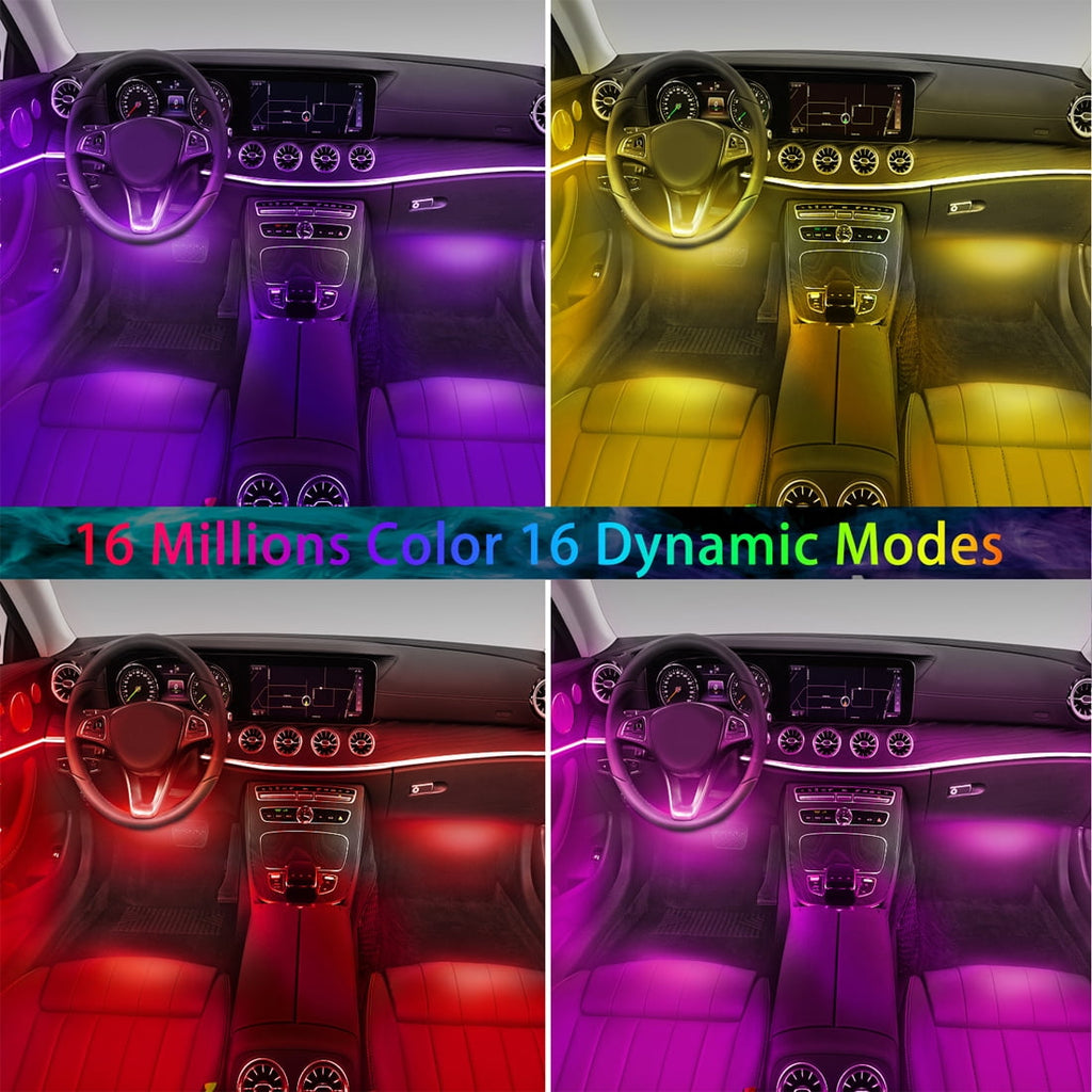 HXXF Interior Car Lights Car Accessories Car Led Lights APP Control with Remote Music Sync Color Change RGB Under Dash Car Lighting with USB Car Charger (RGB)