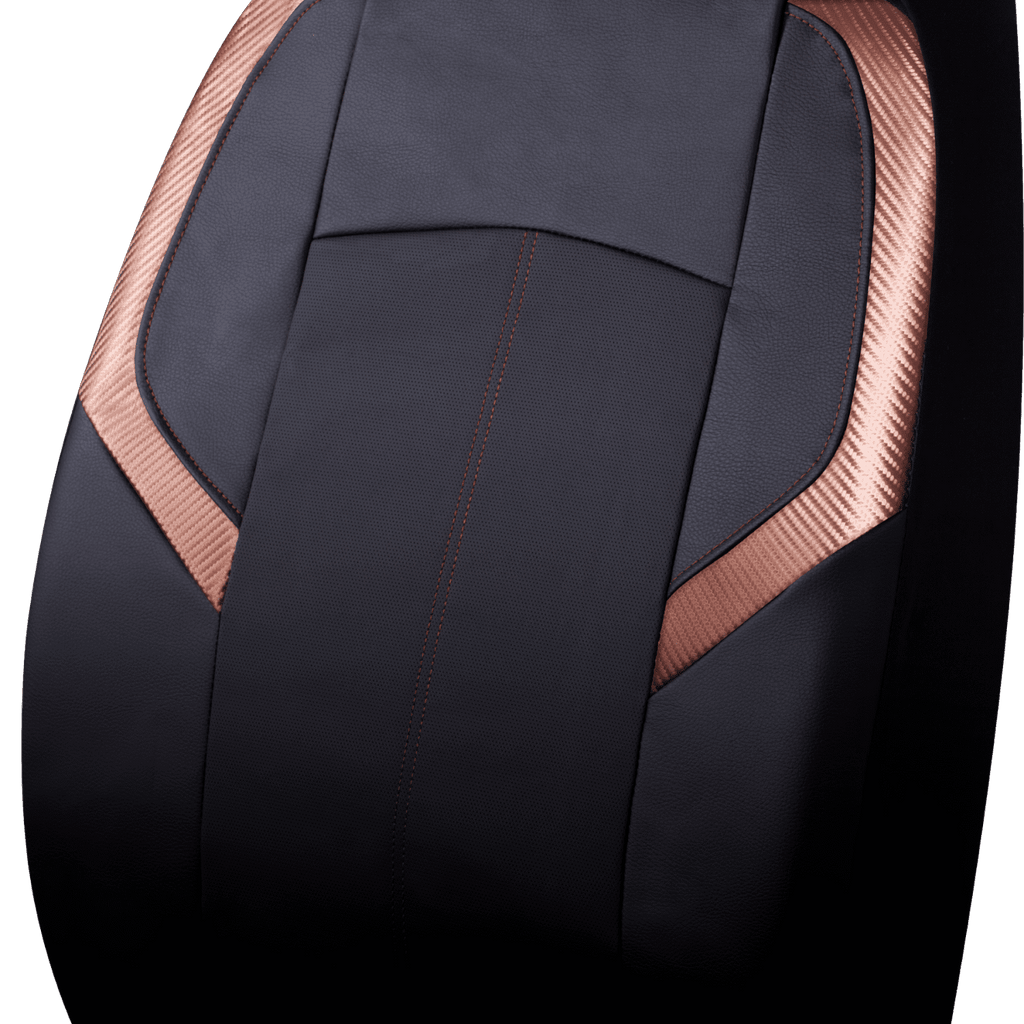 Auto Drive 2 Piece Carbon Fiber High Back Seat Covers Leather Copper, Universal Fit, 1902SC32