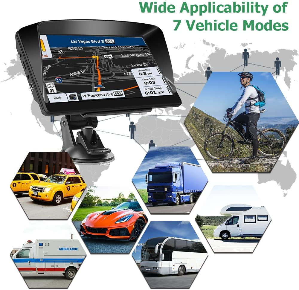 GPS Navigation for Car Truck GPS,7 Inch Touchscreen Car GPS Navigator 8GB 256M with Voice Guidance Spoken Turn Direction Reminding GPS for Car,Lifetime Free Map Update