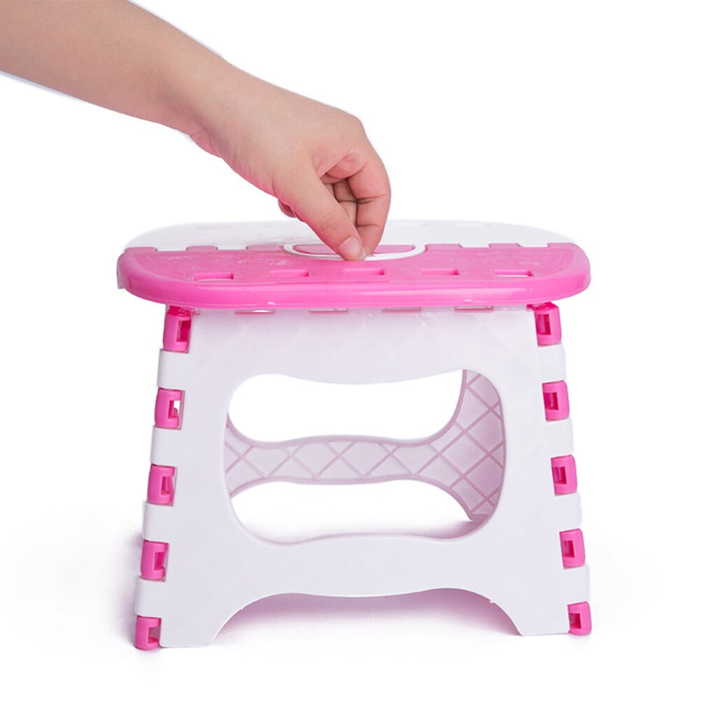 Plastic Folding Step Stool Portable Stool for Kids Home Bathroom Garden Kitchen Livingroom (Pink)