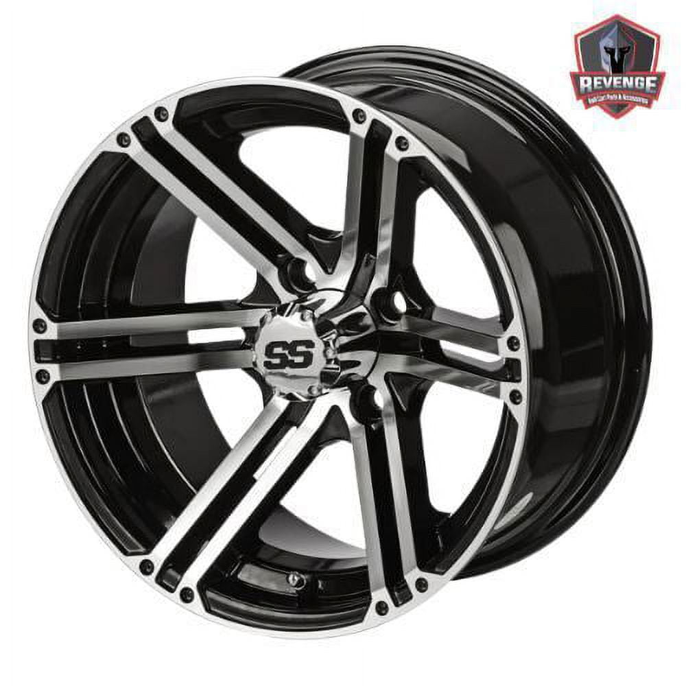 12" Yukon Machined Black Golf Cart Wheels and Tires Combo (205/30-12) Set of 4