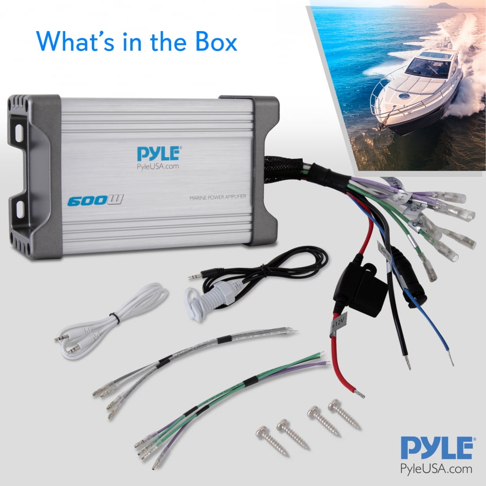 Pyle PLMRMP2A Waterproof 600 W 2 Channel Marine Power Audio Amplifier for Boats