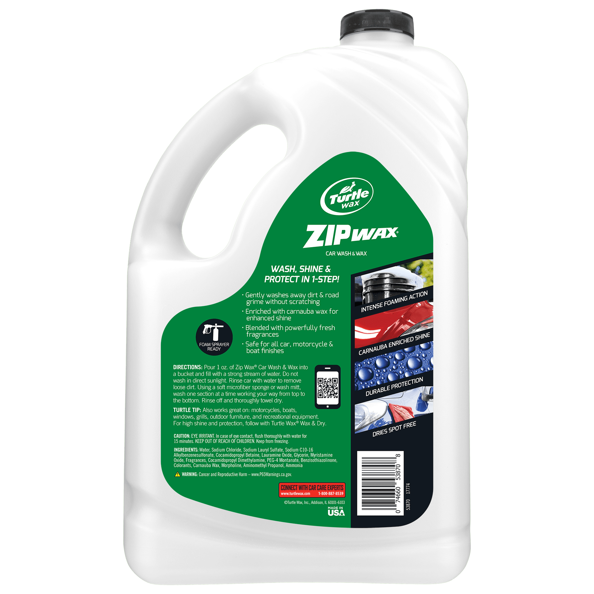 Turtle Wax 53870 Zip Wax Quick and Easy Car Wash and Wax, 100 oz