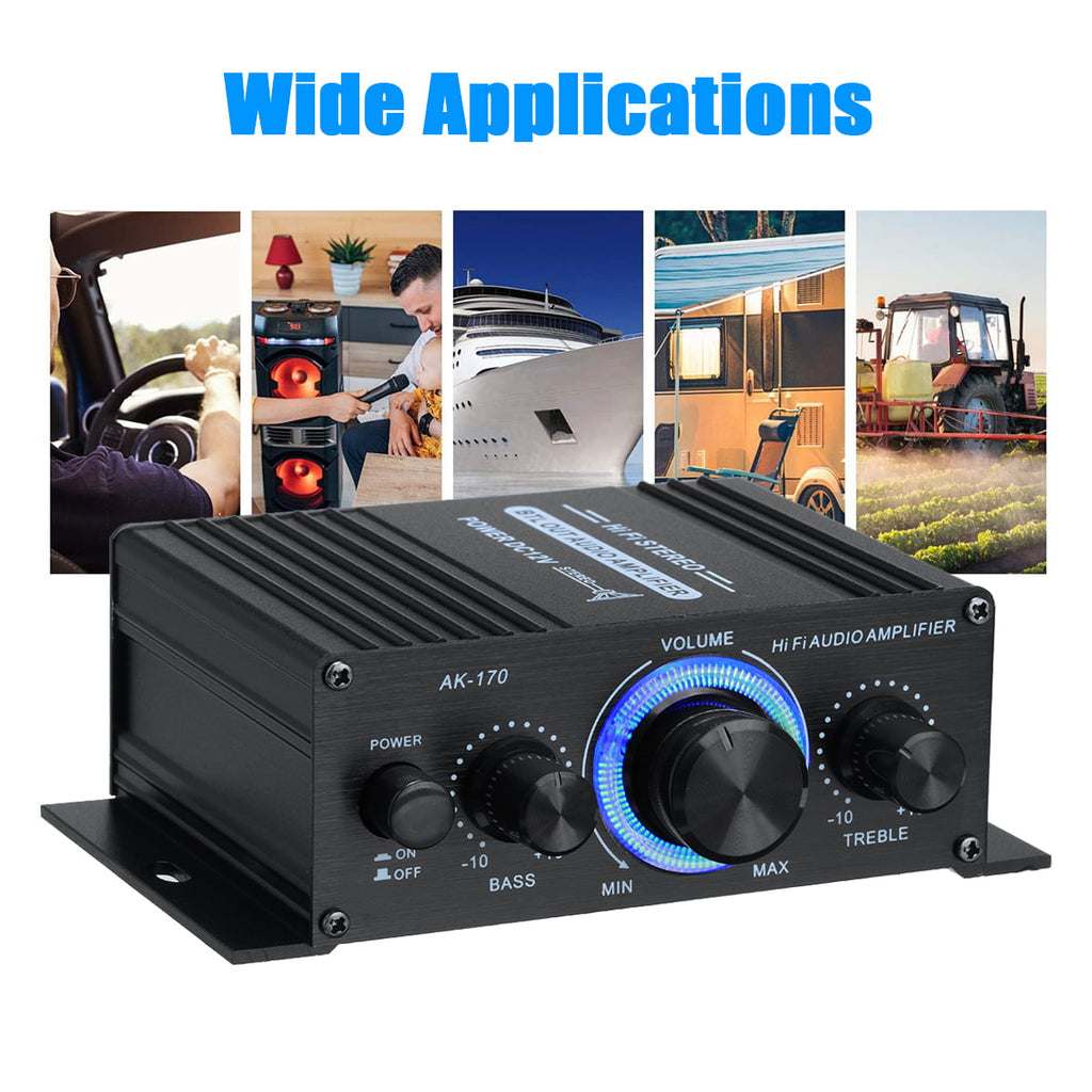 2 Channel Car Stereo Amplifier - 400W Dual Channel High Power Audio Sound Auto Small Speaker Amp with LED Light and Remote Control, Support SD/USB/MP3/FM/Radio