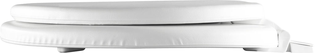 Mayfair Round Soft Toilet Seat in White with Solid Plastic Core with Top-Tite Hinge