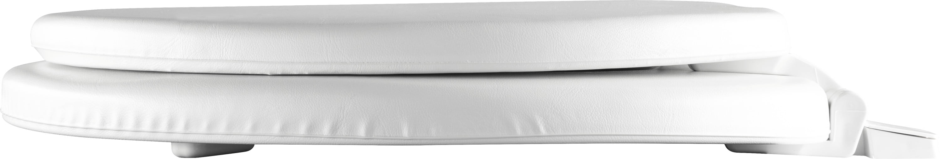 Mayfair Round Soft Toilet Seat in White with Solid Plastic Core with Top-Tite Hinge