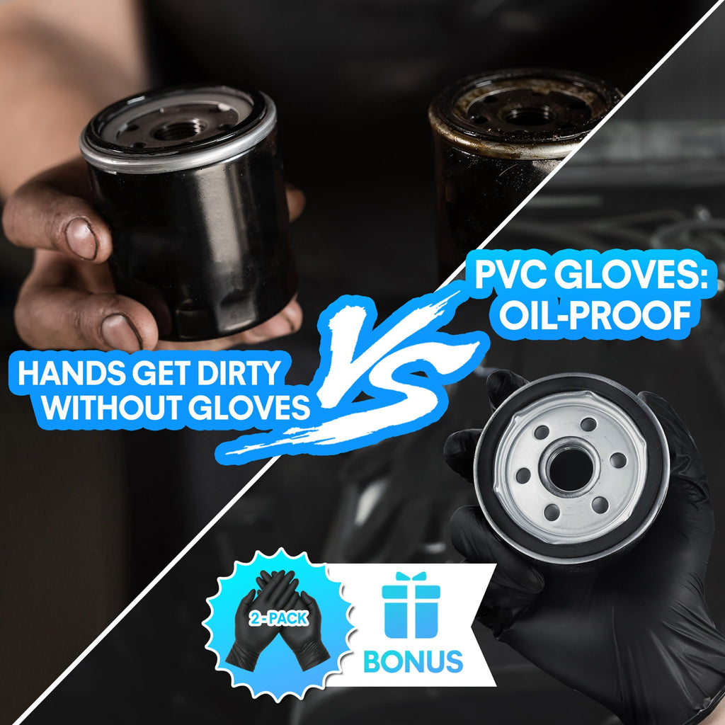 SHALL Oil Filter Wrench Set Rubber Strap Wrench 2-Pack PVC Gloves Wrenches Set