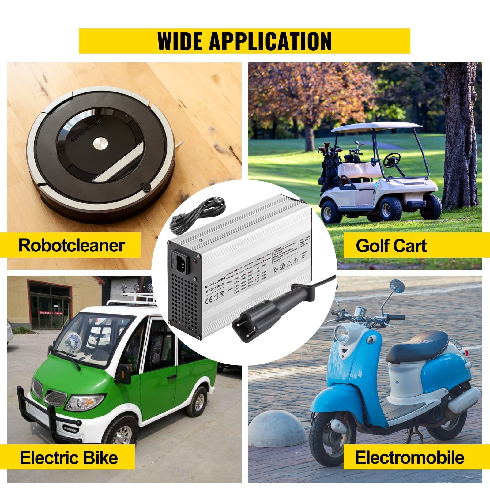 VEVOR Golf Cart Battery Charger 48V Club Car Charger 15A Golf Cart Electric Charger with G29 Drive/LED Club Car Battery Charger Aluminum Shell Power Wise Golf Cart Battery Charger for Ez Go Yamaha