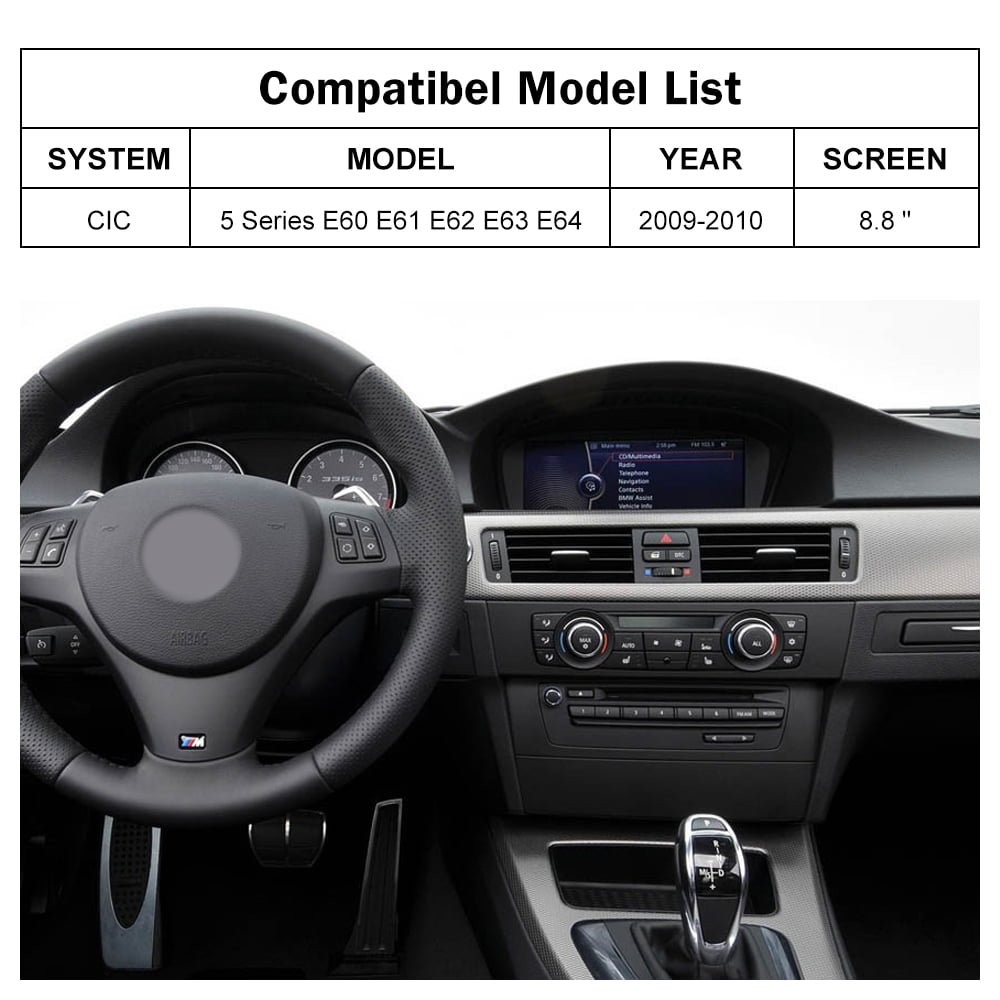 Road Top 8.8 inch Touch Screen Car Stereo for 2010-2012 BMW 5 Series E60 E90 E91 E92 E93 with CIC System Apple Carplay Android Auto Radio GPS Navigation for Car, Portable Car Stereo Screen