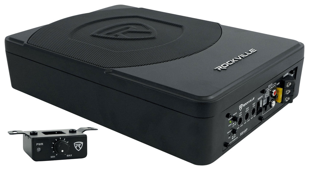 Rockville SS10P 10" 800w Slim Under-Seat Powered Car/Truck Subwoofer Sub+Amp Kit