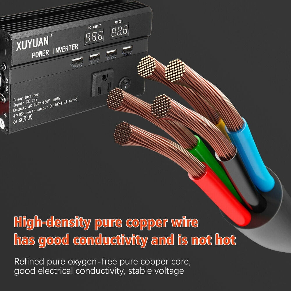 DFITO 3000 Watt Power Inverter DC 12V/24V to 110V AC Car Converter for Car RV Truck Boat Travel Camping