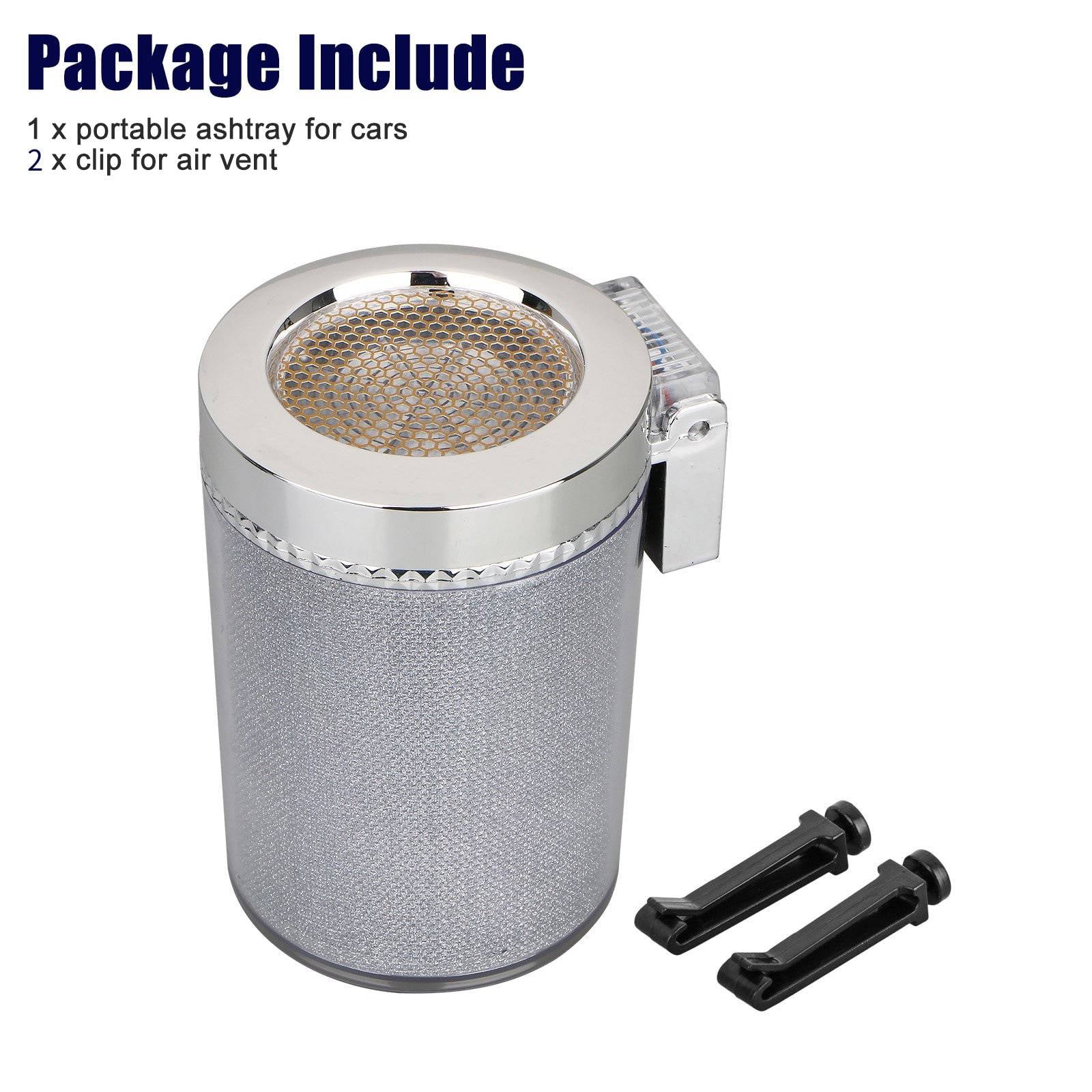 Car LED Light Ashtray, EEEkit Portable Car Ashtray with Lid, Stand Cylinder Smokeless Ash Tray, Mini Car Trash Can Auto Ashtray for Universal Cup Holder