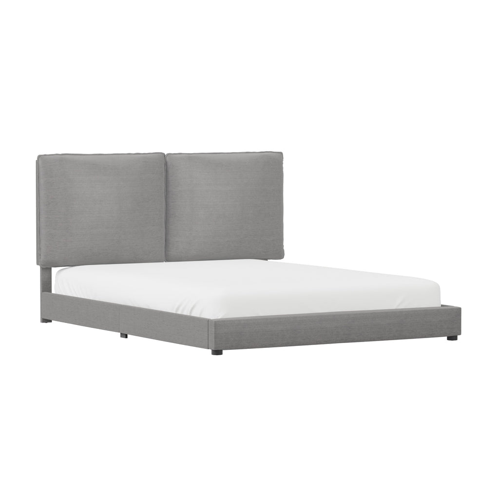 Hillsdale Arden Upholstered Pillow Queen Platform Bed, Nature Gray