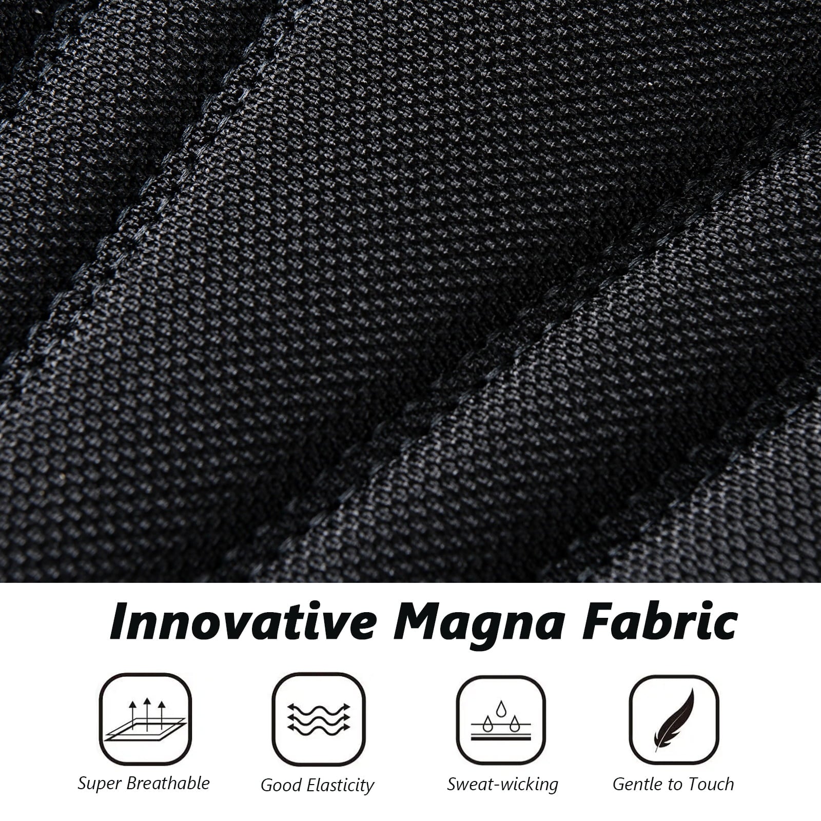 Coverado Seat Cover Full Set, Front and Back Car Seat Protectors, 5 Seats Car Seat Cushions, Breathable Magna Fabric Leather, Universal Fit for Most Cars, SUVs and Trucks, Black