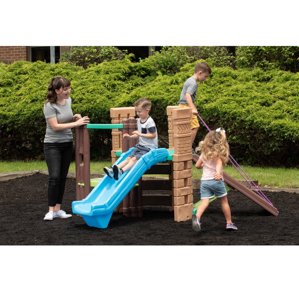 Little Tikes 2-in-1 Castle Playground Climber and Slide with Ladder and Plank, Fits Up to 3 Kids, Indoor and Outdoor Backyard Playground Set, Multicolor- For Toddlers Boys Girls Ages 3 4 5+
