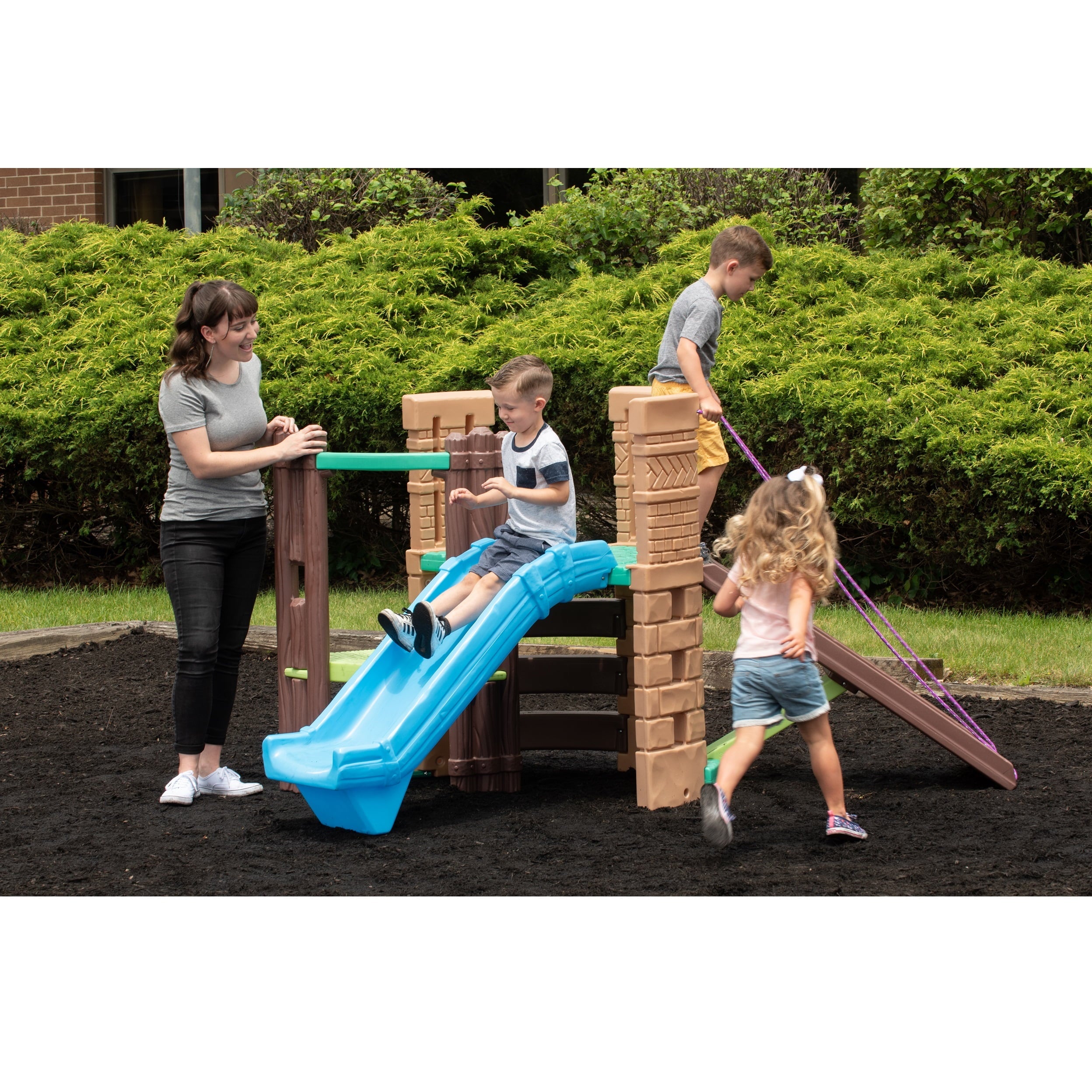 Little Tikes 2-in-1 Castle Playground Climber and Slide with Ladder and Plank, Fits Up to 3 Kids, Indoor and Outdoor Backyard Playground Set, Multicolor- For Toddlers Boys Girls Ages 3 4 5+