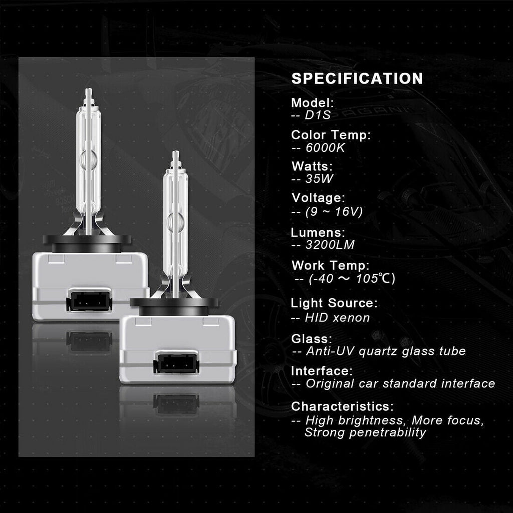 D1S Xenon HID Headlight Bulbs for Cadillac Escalade 2007-2014 LED High and Low Beam 35W 6000K White,2pcs