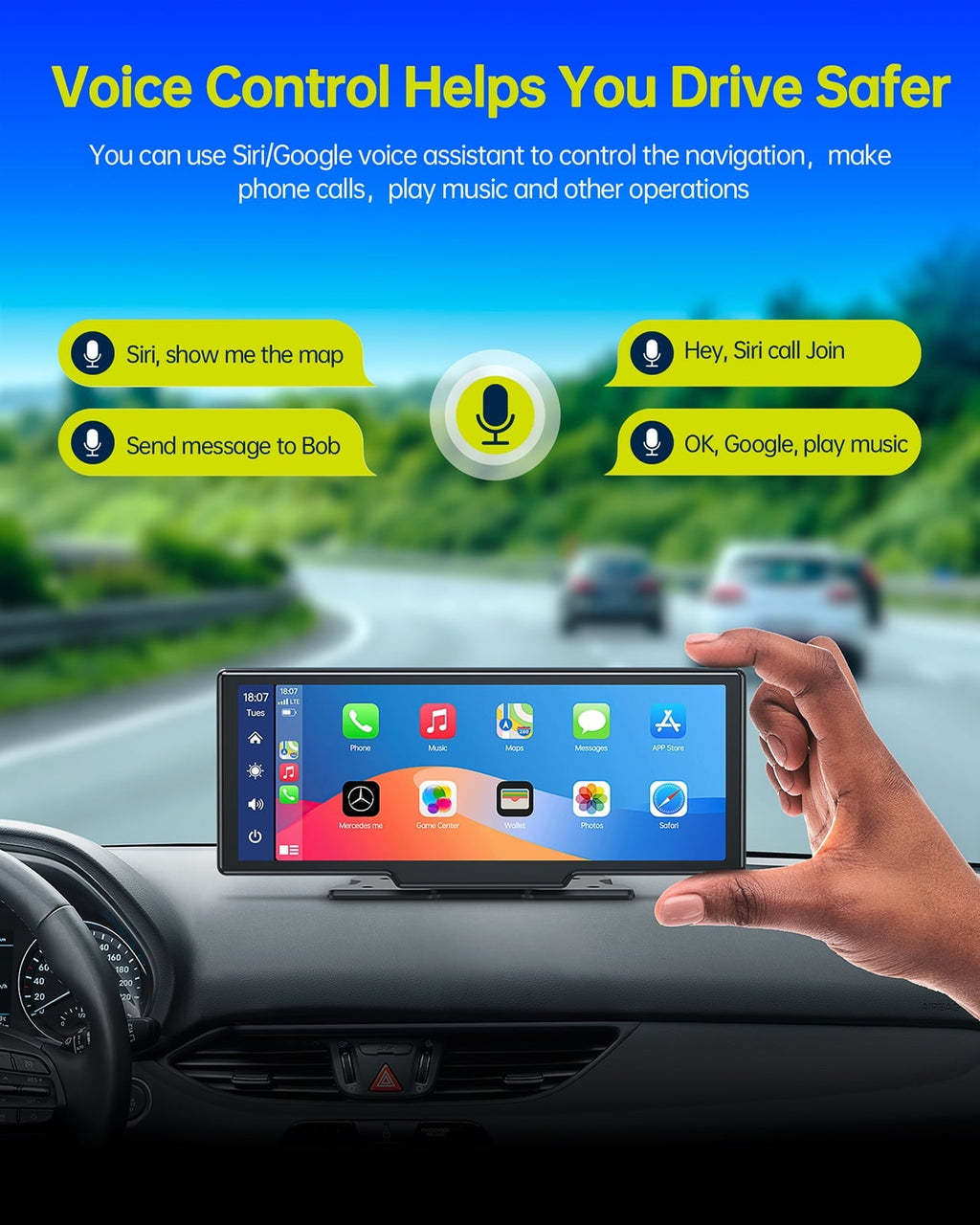 Lamtto 9.26" Touchscreen Wireless Car Stereo Car Radio Receiver GPS Navigation Audio with Apple Carplay Android Auto Support Backup Camera Airplay