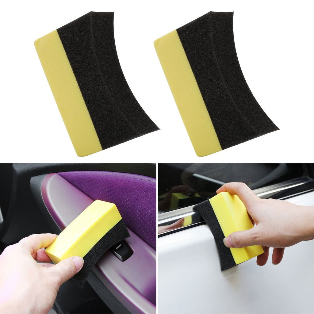 12/6pcs Car Care Applicator Pad, Car Tire Wheel Dressing Curved Foam Sponge Pad,  Gloss Shine Color Polishing Sponge Wax, Mess Free Application Tire Dressings, Reusable and Washable