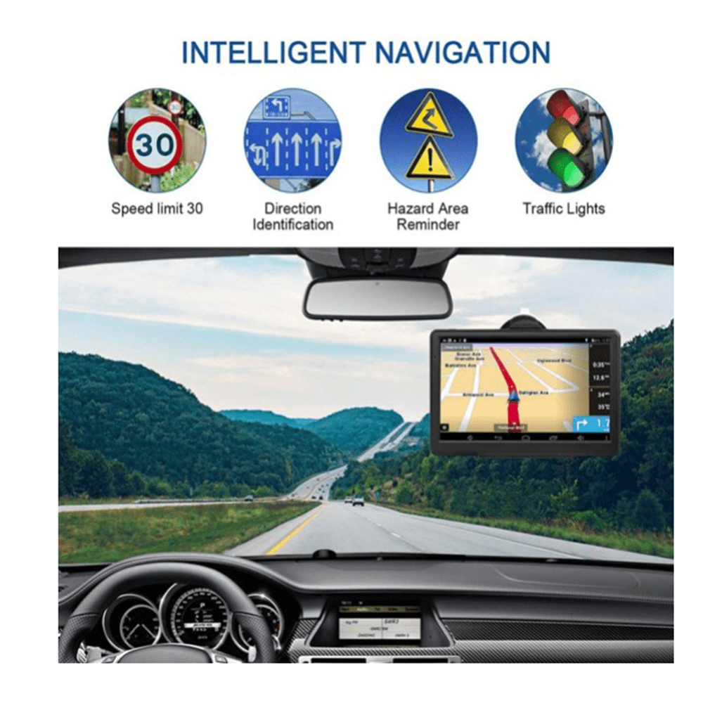 Raphary GPS Navigation for Car,7 Inch Touch Screen Car Navigation System, 8G 256M Voice Broadcast Navigation System,Support Speed and Red Light Warning