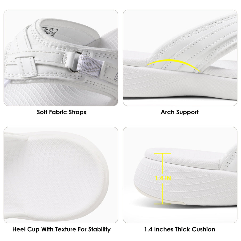 Dream Pairs Women's Fashion Flip Flops Comfort Arch Support Soft Cushion Thong Sandals Slippers BREEZE-1 WHITE Size 9