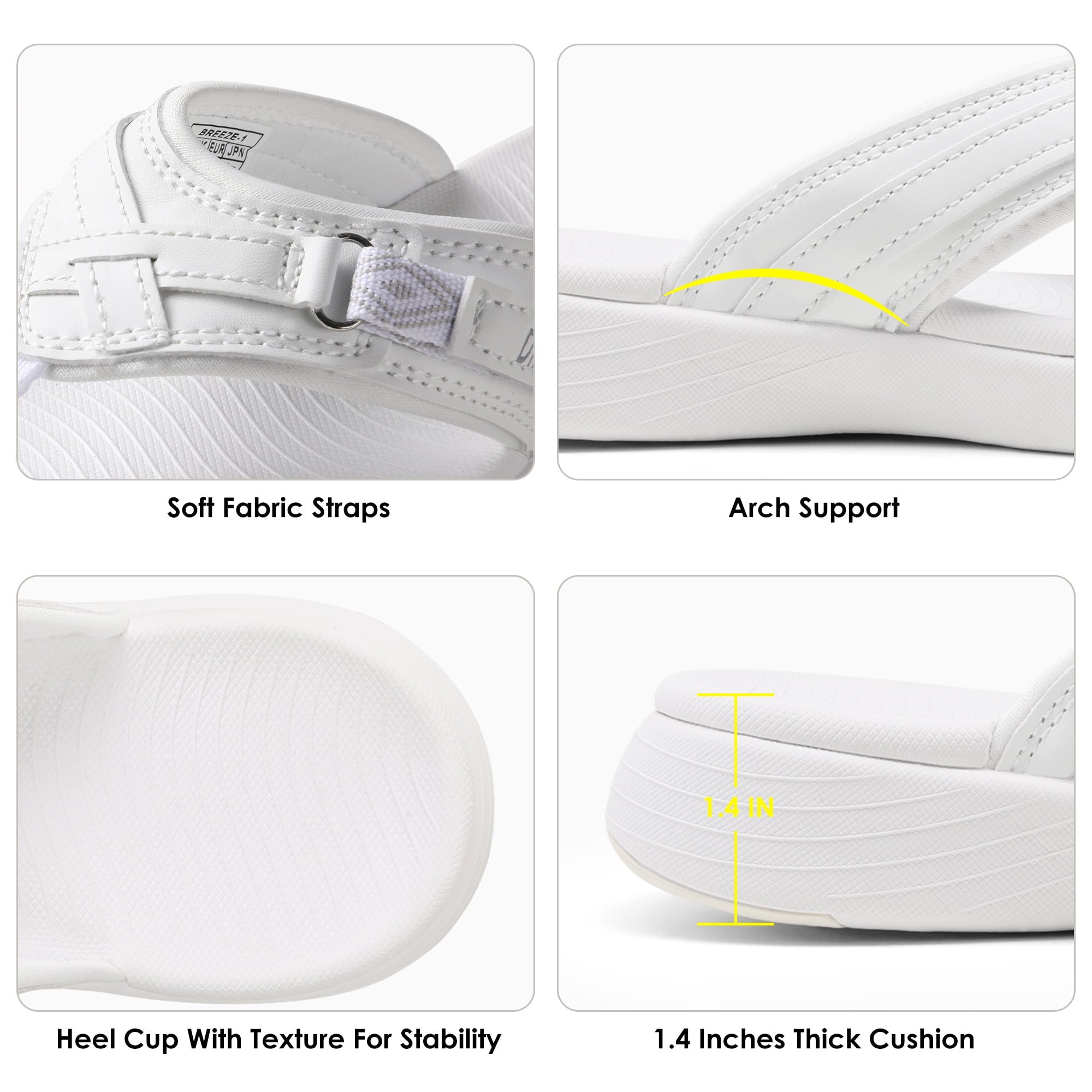 Dream Pairs Women's Fashion Flip Flops Comfort Arch Support Soft Cushion Thong Sandals Slippers BREEZE-1 WHITE Size 9