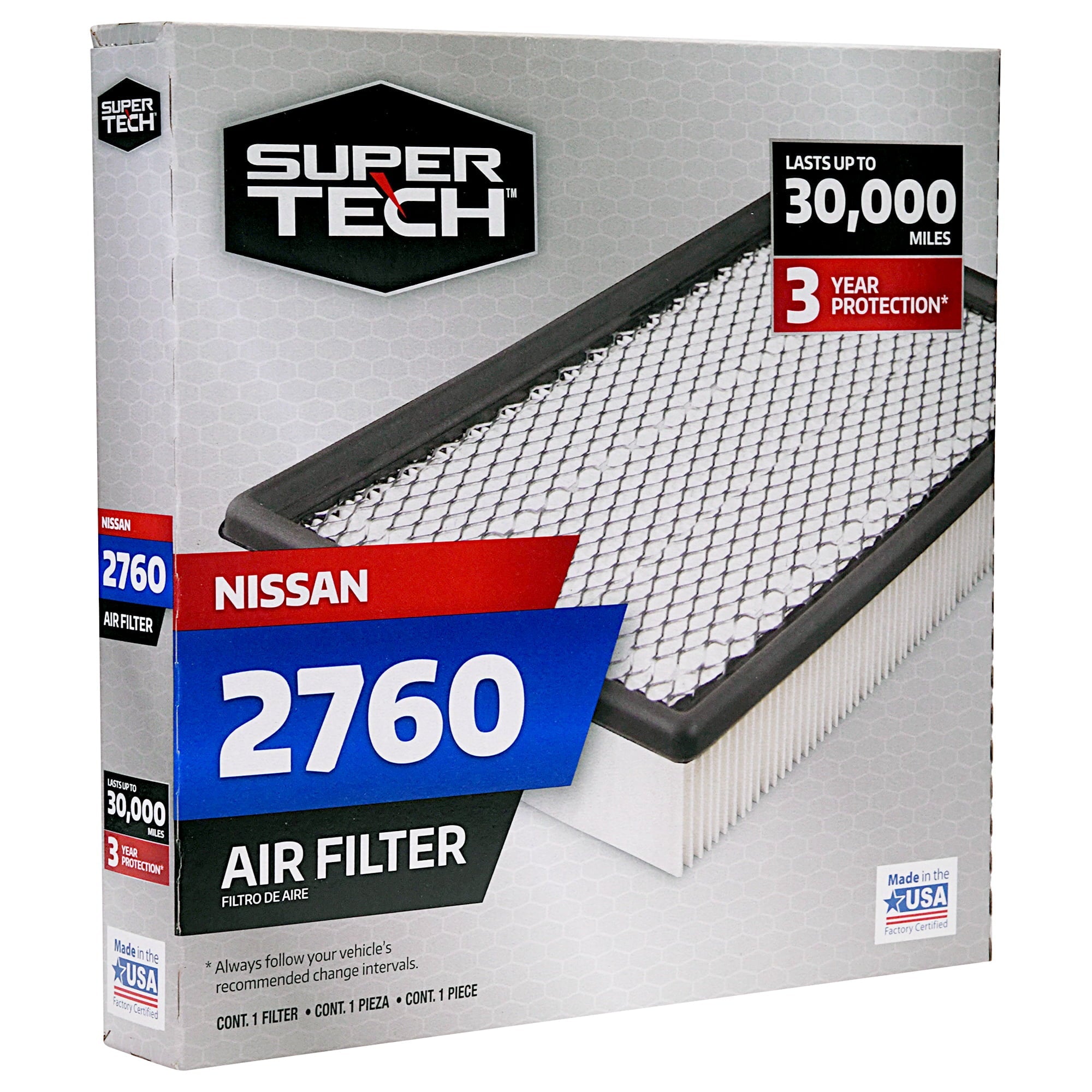 Super Tech 2760 Engine Air Filter, Replacement Filter for Nissan Fits select: 2007-2019 NISSAN SENTRA, 2008-2013 NISSAN ROGUE