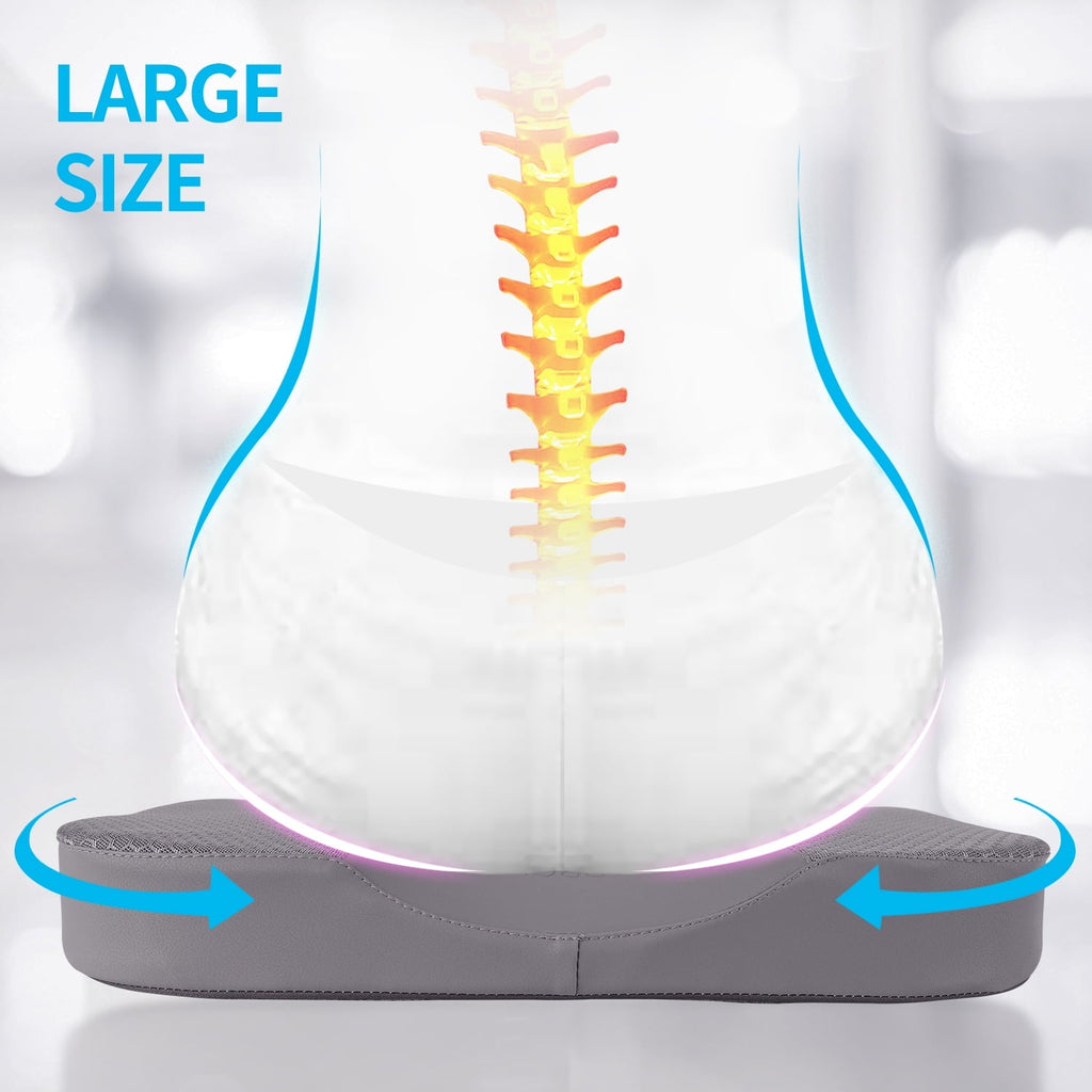 LARROUS Car Memory Foam Heightening Seat Cushion,Tailbone (Coccyx) and Lower Back Pain Relief Cushion,for Office Chair,Wheelchair and More.