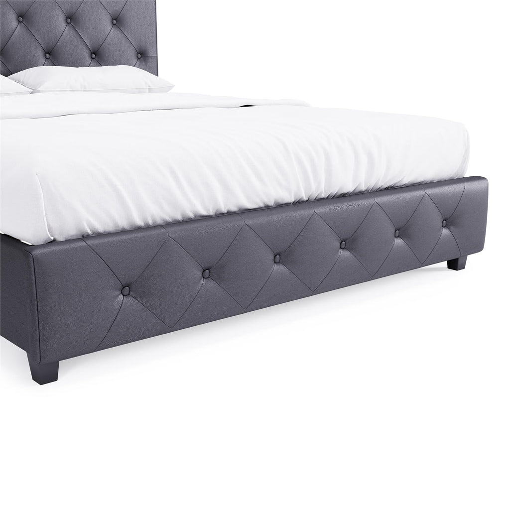 DHP Dakota Upholstered Platform Bed, Queen, Gray Faux Leather