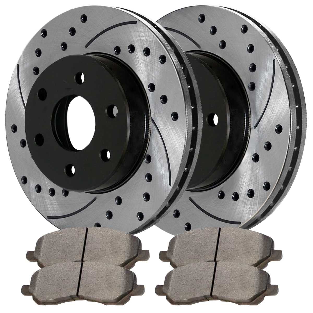 AutoShack Front Drilled Slotted Brake Rotors Black and Ceramic Pads Kit Driver and Passenger Side Replacement for 2017-2019 Nissan Titan Armada 2011-2013 INFINITI QX56 2014-2019 QX80 SCD1509-PR41508LR