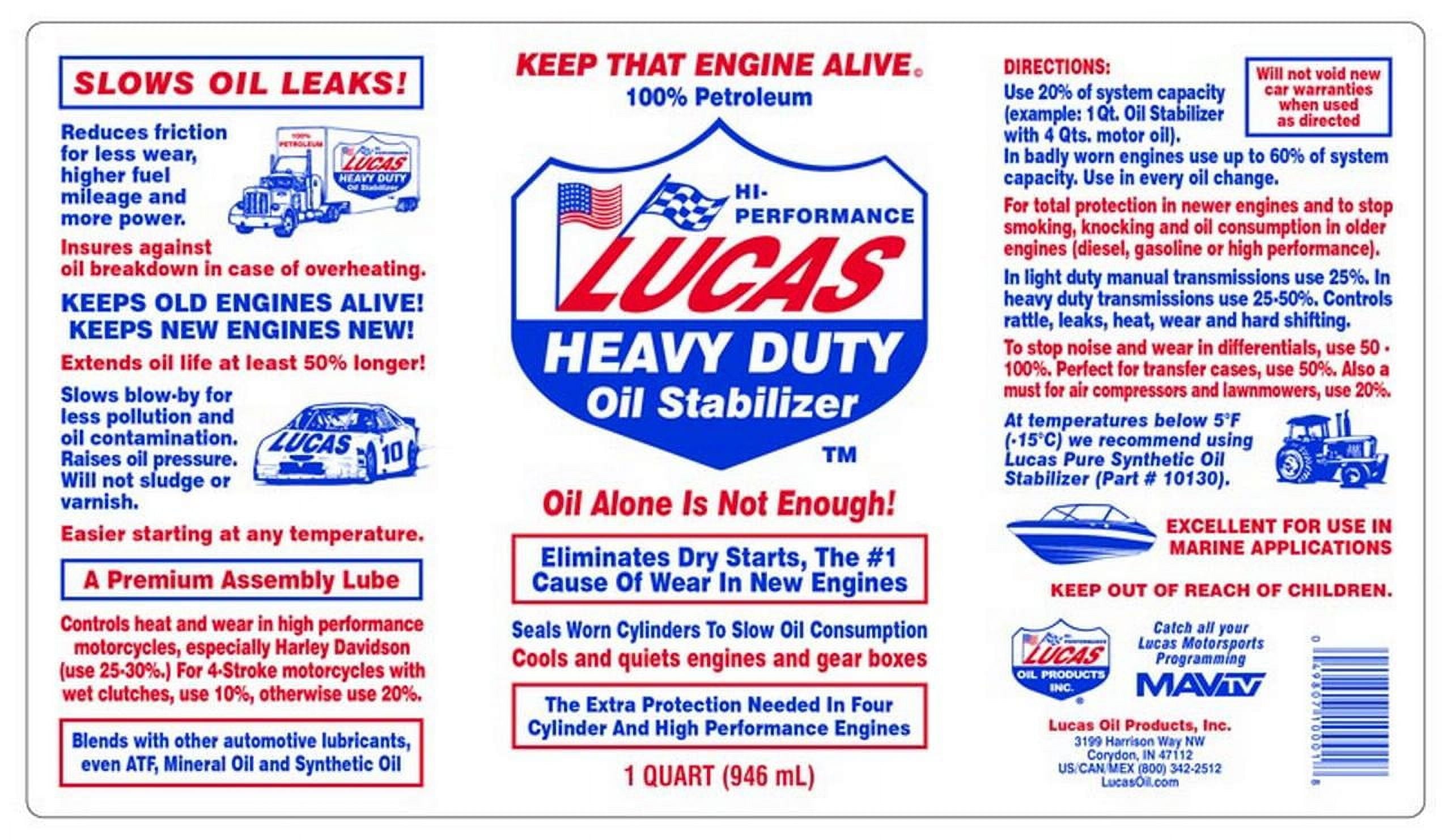 Lucas Heavy Duty Oil Stabilizer 32 Ounce Quart